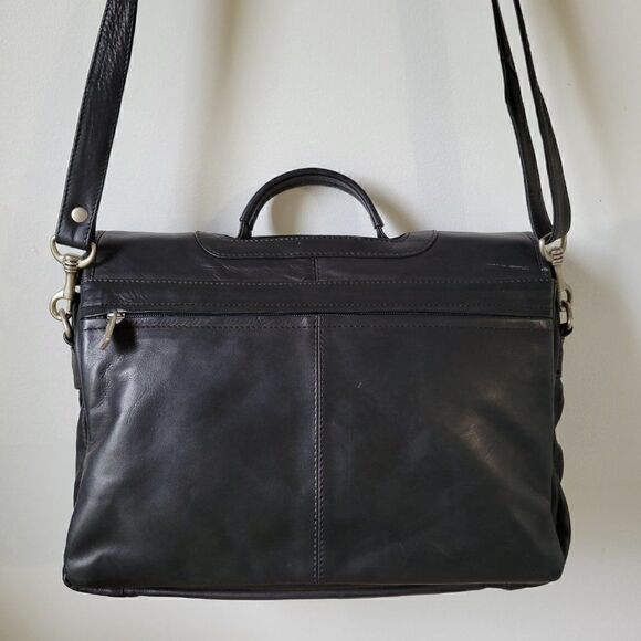 EUC WILSONS THE LEATHER EXPERTS BLACK GENUINE LEATHER LAPTOP MESSENGER BAG - Picture 7 of 16